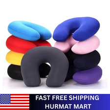 1 pc Inflatable Travel Neck Pillow Soft Plush Cover Car Flight Office NEW