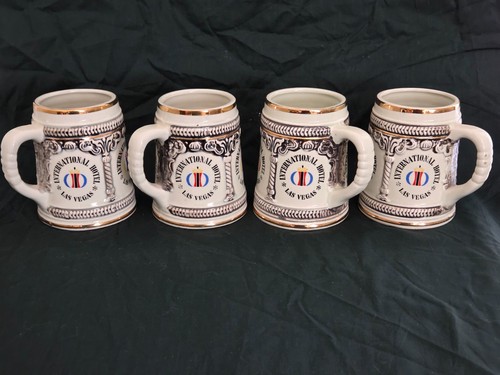 RARE 1969-71 INTERNATIONAL HOTEL Las Vegas Hilton ENESCO Mugs ELVIS Residency