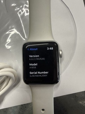 Apple Watch Series 3 GPS 38mm Aluminum Case Silver Sport Wristband White