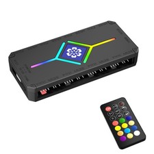 9 Port ARGB Controller with Remote Sync Cable 3A Power for PC Fan Lighting