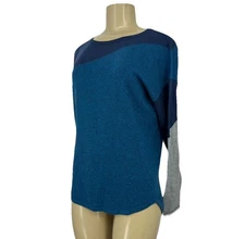 Smartwool Small Women Shadow Pine Colorblock Crew Sweater Pullover Wool Blend W4