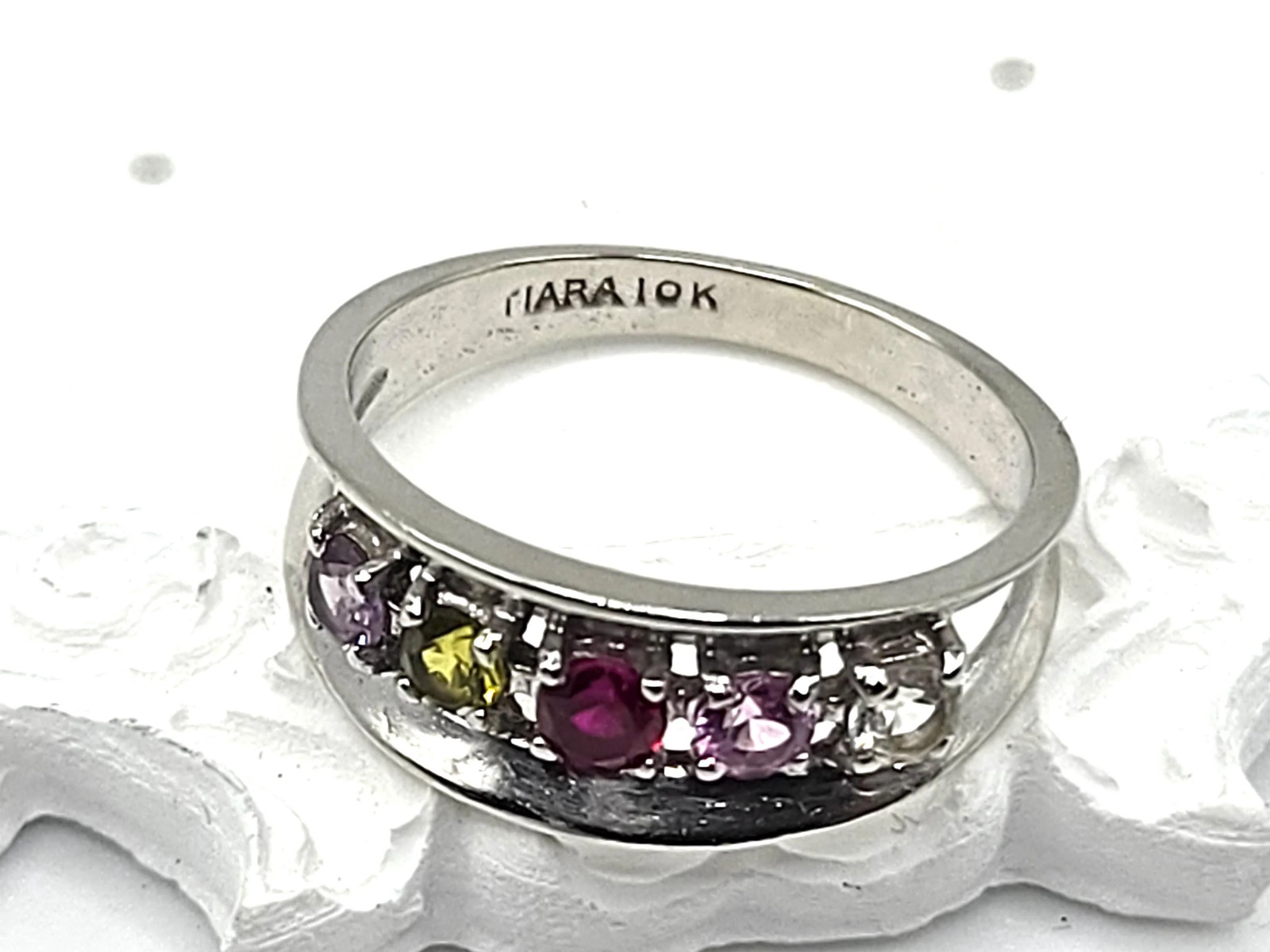 Tiara Solid 10K Gold Ring with Ruby, Sapphire, Pe… - image 4