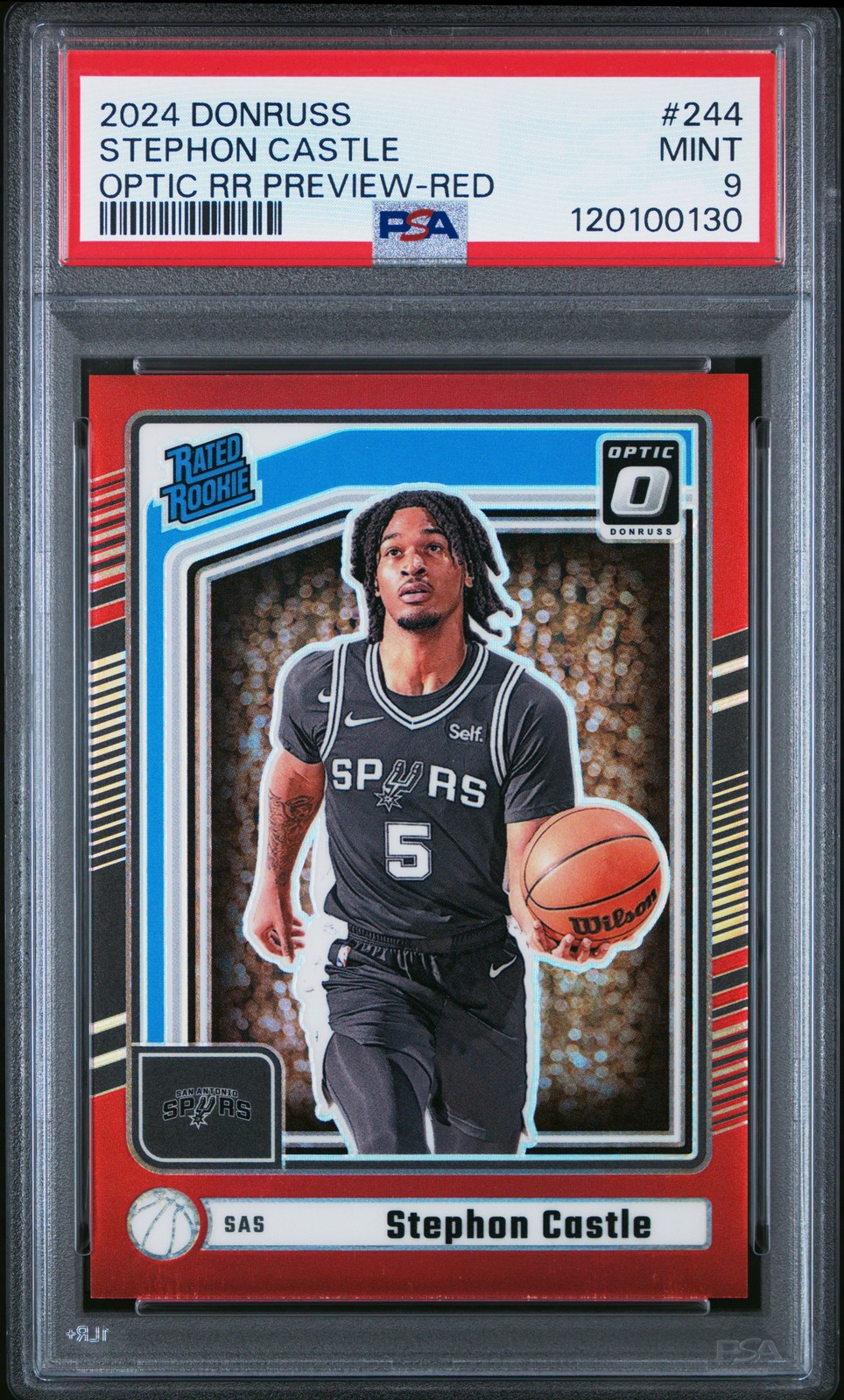 2024 PANINI DONRUSS OPTIC RATED ROOKIE PREVIEW-RED STEPHON CASTLE 2/25 PSA 9