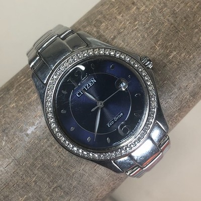 Citizen Eco-Drive Women JT10-S140914 Dress Pave Silver Tone Solar Watch 6 1/4''