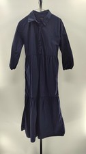 Quince Women 100% Organic Cotton Poplin Midi Tunic Dress Navy S