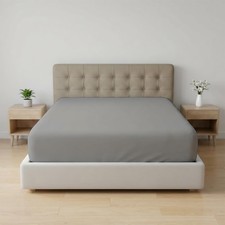 Luxury 100 Cotton King Fitted Sheet Sateen Weave Up To 15 Inch Light Grey