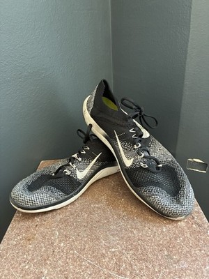 Nike Free Focus Flyknit 2 Women's Training Running Shoes Black White Oreo Size 9