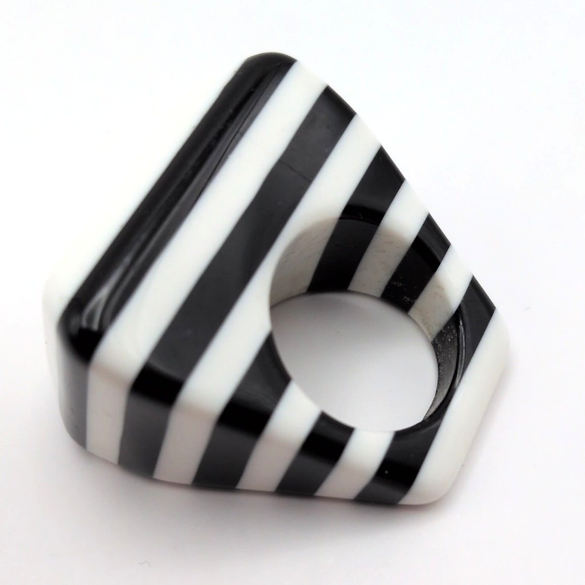 Retro Black and White Mod Rectangular Striped Luc… - image 5