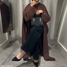 Muslim Women Long Dress Abaya Dubai Cape Kaftan Kimono Open Cardigan Formal Gown