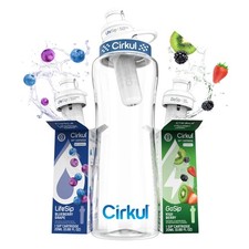 Cirkul 32oz. BPA-Free Plastic Water Bottle Starter Kit with Navy Lid, 2 Flavor