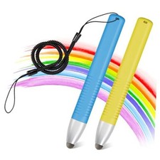 2pcs Kid-Friendly Stylus Pens for Touch Screens, Tablet Stylus Pen Blue Yellow