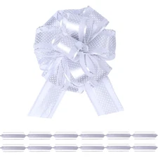 6 PCS 6 Wave Point Large Pull Bows, Silver, Gift Basket, Bag Box Wrap Decor