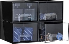 Black Small Stackable Storage Drawers, Cologne Organizer for Men,Plastic