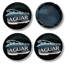 Per Jaguar Mozzo Copricerchio in Lega Tappo Centrale x4 56mm Molti Modelli Nuovo Stile Logo Nero
