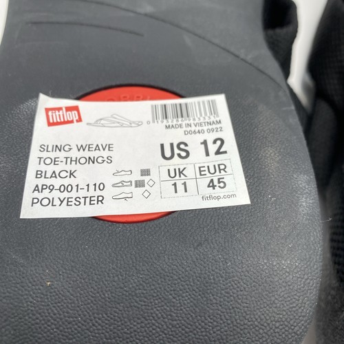 Mens Fitflop Sling Weave Toe Thong Sandals Black Uk 11 New Comfort AP9001 - Picture 6 of 7