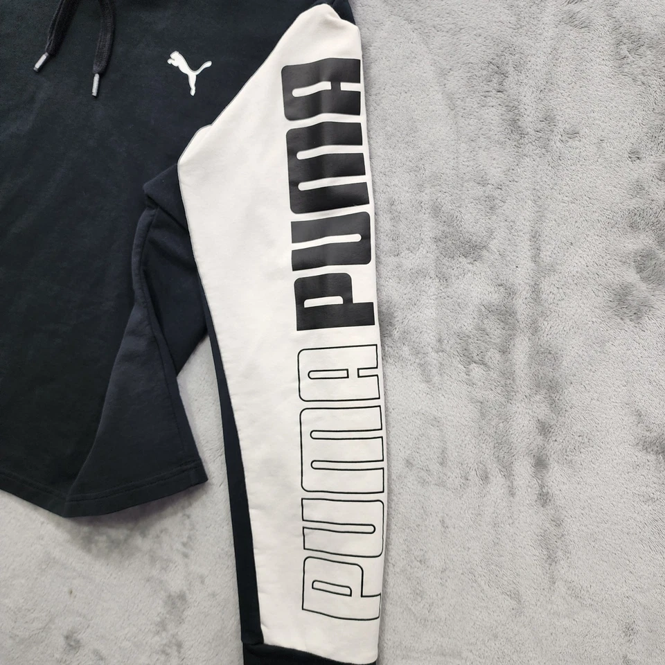Puma Hoodie Women M Black White Modern Sport Pullover Logo Sweatshirt Athleisure - Image 3 of 4