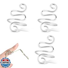 3 Pieces Silver Crochet Ring, Adjustable Crochet Tension Ring for Finger Yarn