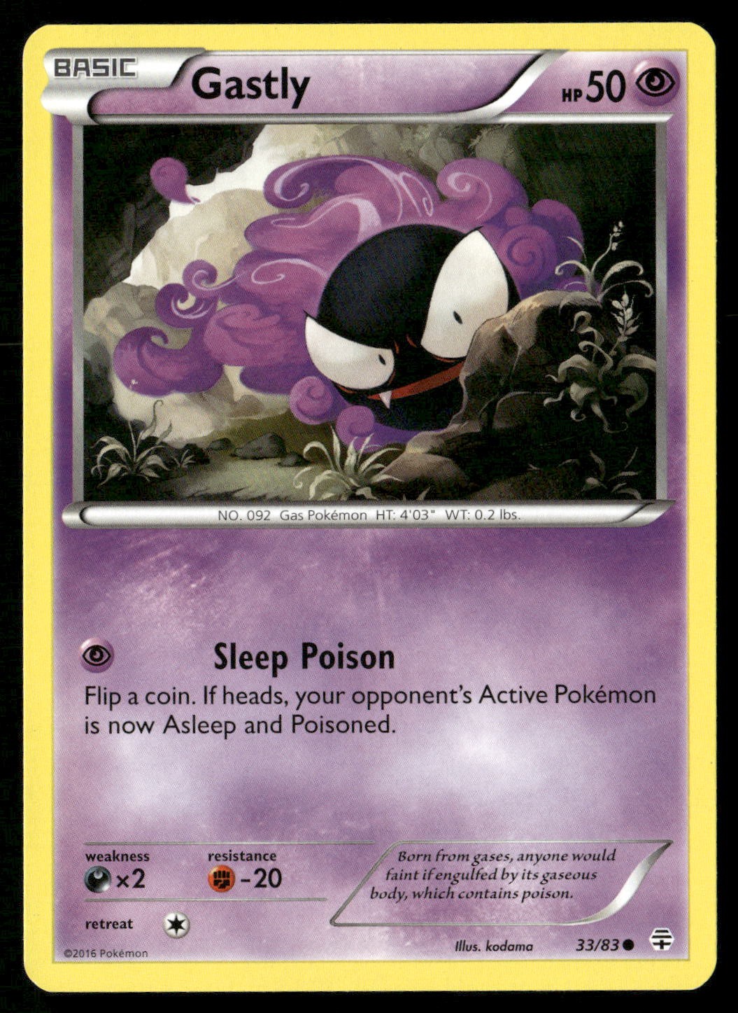 Gastly 33/83 Common Generations Pokemon Lightly Played