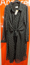 Together Polka Dot Button Up Shirt Dress, Black, Size 16, New With Tag, Sf