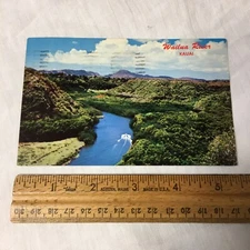 Postcard Hawaii Kauai Wailua River Smiths Boat Aerial View Cancel 1988