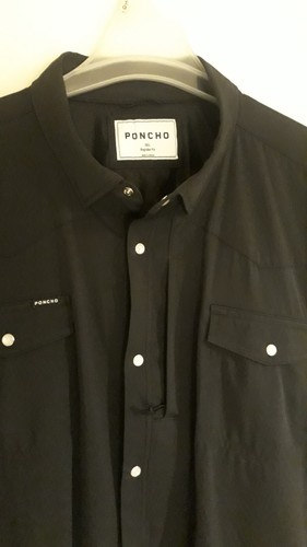 Poncho nylon stretch vented pearl snap men 3XL black
