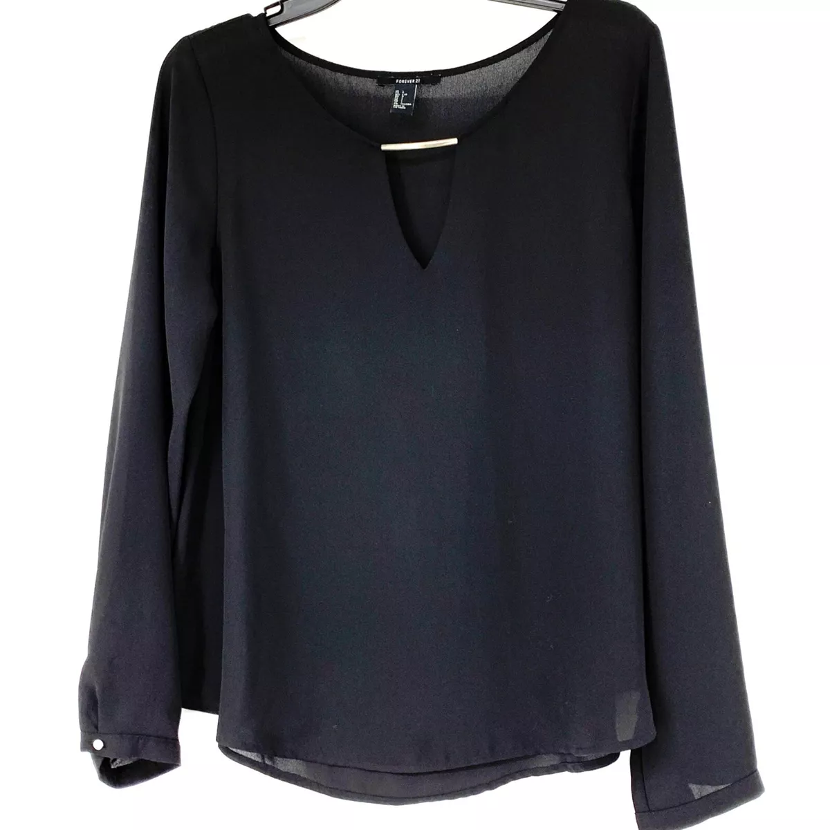 black chiffon blouse long sleeve