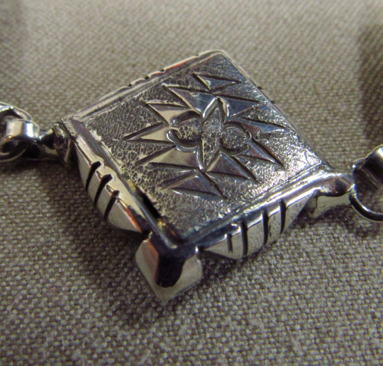 Sterling Silver Square Link Toggle Bracelet + - image 2