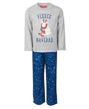 Family Pajama Matching Kids Fleece Navidad Family Pajama Set Blue/Grey 14-16 XL