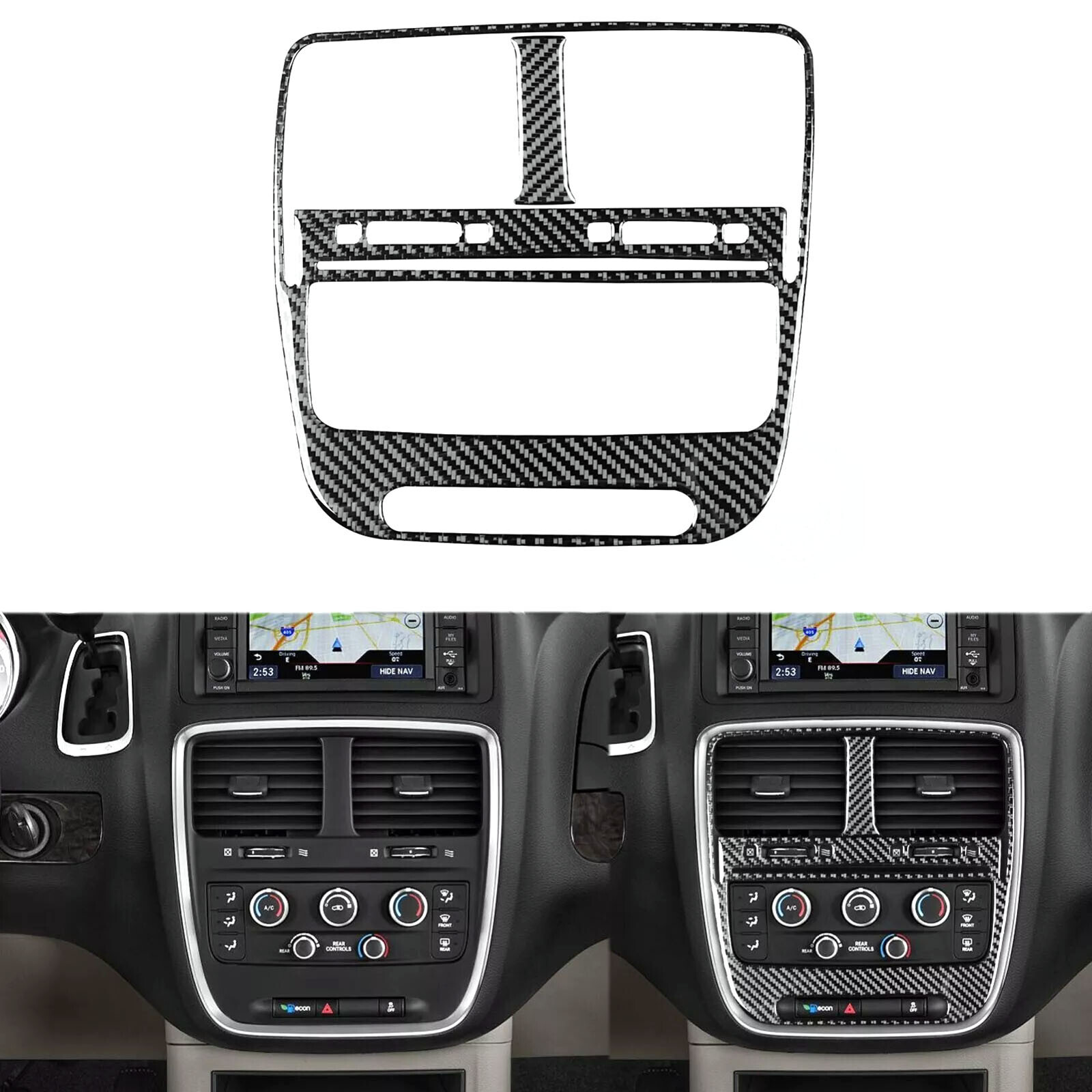 Carbon Fiber Center Console Panel Cover For Grand Caravan C/V Town & Country 11+