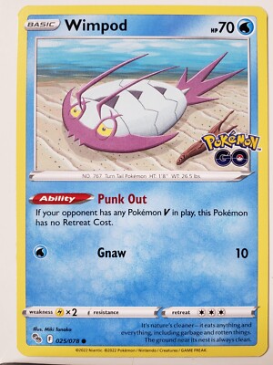Wimpod 025/078 NM / M - Pokemon Go TCG Pokemon Card - $2 Combined Shipping