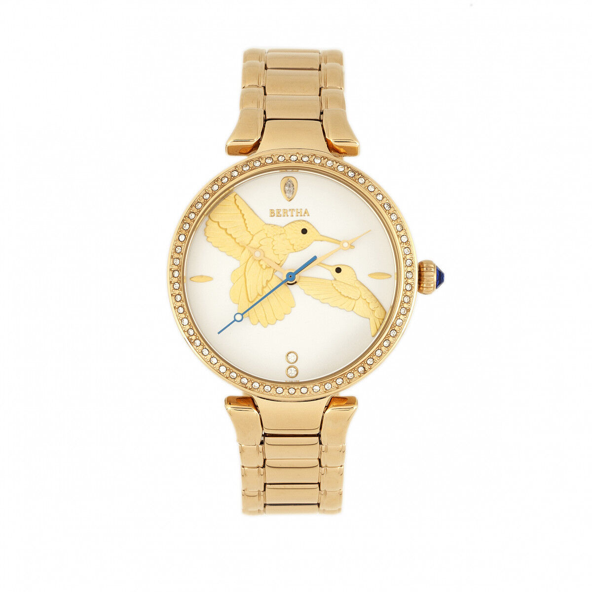 Bertha Nora Damen Kolibri Mop Ziffernblatt Gold Armbanduhr - Weiß BR8502