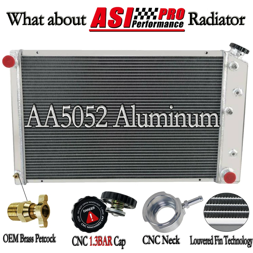 Radiador de aluminio de 3 filas para Chevy Chevelle GMC Buick C/K Impala AT MT 1971-90 Foto 2 de 4