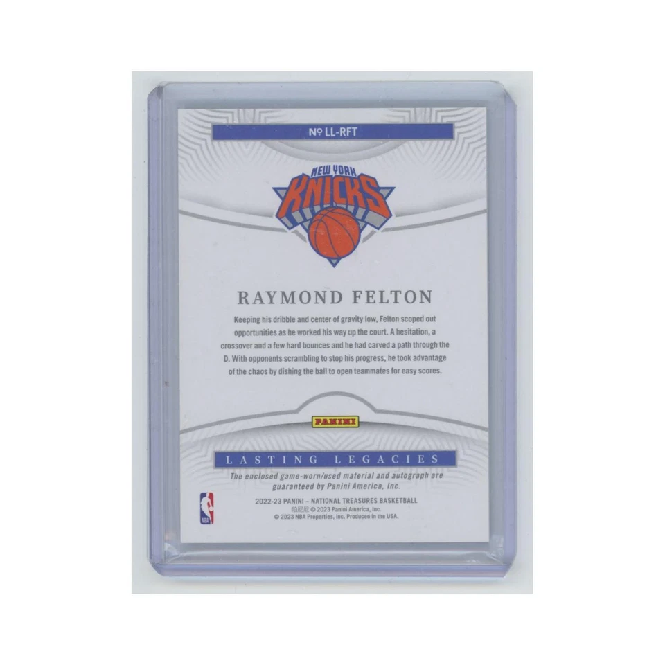 Raymond Felton Auto #/99 2022 Panini National Treasures #LL-RFT Knicks casi nuevo Foto 2 de 3