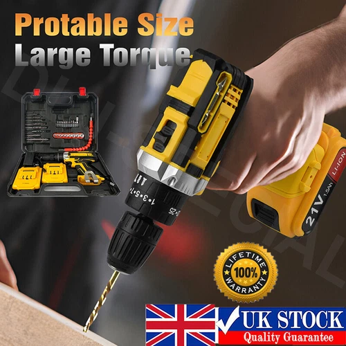 2 Battery 21V Cordless Drill Combi Driver High Power Electric Screwdriver Set UK - Picture 7 of 24