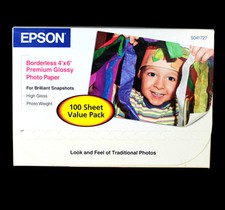 Epson Borderless 4" X 6" Premium Glossy Photo Paper 100 Sheets S41727 New