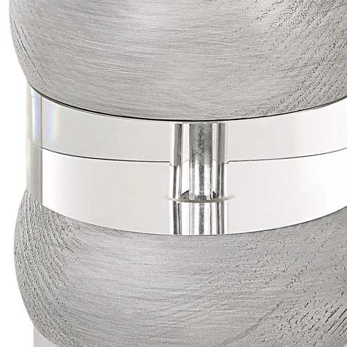 Stacked Crystal Wood Banded Table Lamp 28 in x 16 Two Tone Round Beige Clear - Picture 7 of 7