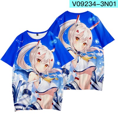 Azur Lane Cosplay Men Women 3D Basic Short Sleeve T shirt Casual Tee Y23