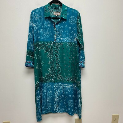 Women's Bandana Henley Shirt Dress by Johnny Was, X-Small, Linen