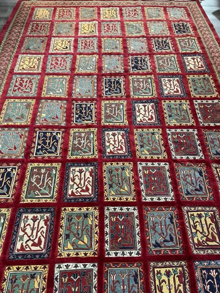 古董土耳其 Suzani Kilim Palace 手工编织小地毯锈 119x80 英寸 — 第 4/4 张图片