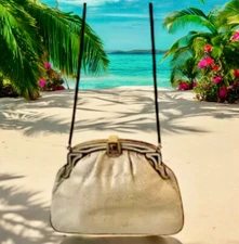 Finesse La Model NY Vintage Snakeskin Clutch Or Shoulder Handbag Chain Strap Bag