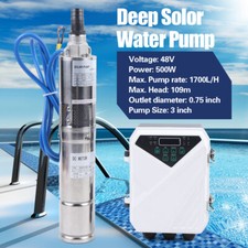 3" Solar Water Pump 48V 500W Submersible Bore Deep Well Pump MPPT Controller Kit