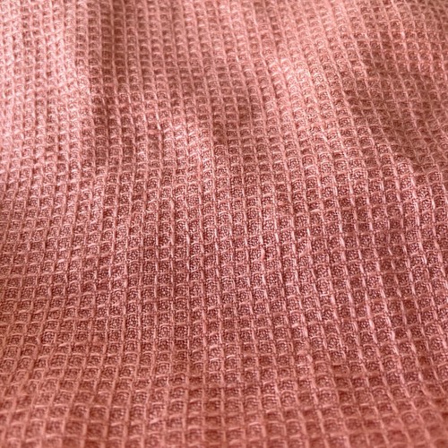 Feines Waffelpique Badetuch Saunatuch Leinen "Stonewashed" 100x160, Peach Nougat - Bild 5 von 5