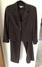 NYGARD Designer Brown Business Pant Suit Casual Jacket & Pants Set Womens Size 8