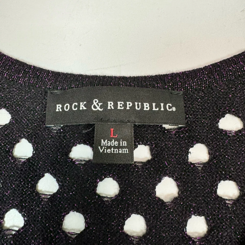 Rock & Republic Mujer Púrpura Hueco Western Manga Larga Talla Grande Foto 2 de 4