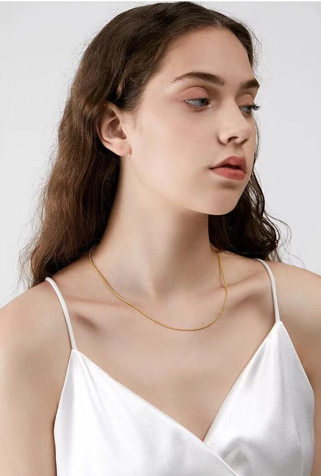 Gold Chains for Women 18K Real Solid Necklace Yellow White Rose 20 inches New - Image 3 of 4