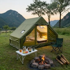 Inflatable Camping Tent, Glamping Blow Up Tent with Hand Pump for All-Season, 3