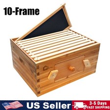 10-Frame Deep Brood Box Wax Coated Bee Hives Deep Box with Window Beehives Frame