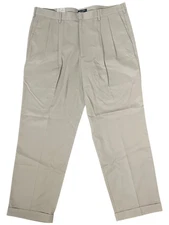 Dockers Men's 38x32 Khaki Pants Pleated Cuff Classic Fit Chino Tan Beige Preppy