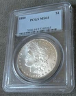 1880 MORGAN SILVER DOLLAR ~ PCGS MS64 ~ LIGHT BLUE LABEL ~ LIGHT TONE BACK