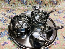 Stainless Steel Condiment Pickle Server Trio Of Serving Dishes In Tray